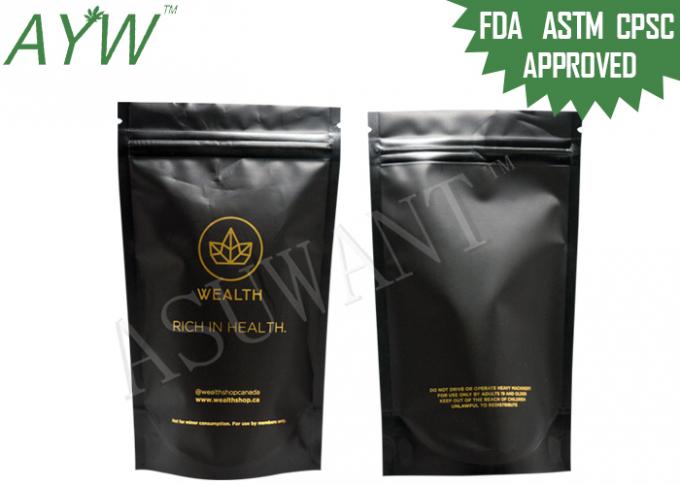 Resealable Foil Medical Cannabis Ziplock Bags OEM Moisture Proof With Custom Logo