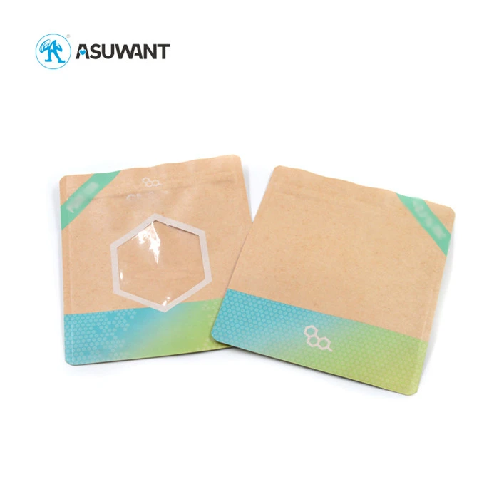 Compostable Kraft Heat Seal Mini Brown Paper Bags For Nuts Candy Beef Jerky