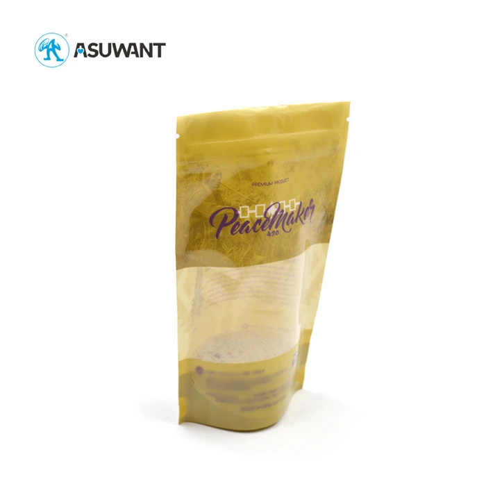 Gravure Printing Food Grade Medical Cannabis Ziplock Bags With Clear Window