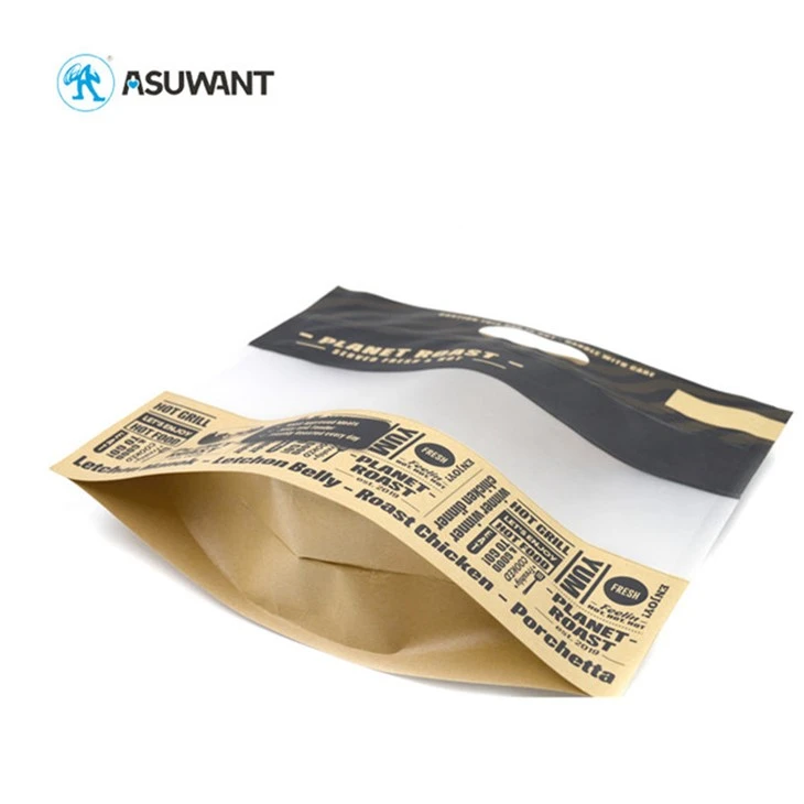 Multi Sizes Reusable Stand Up Kraft Pouches Packaging Dark Roast Beans With Valve